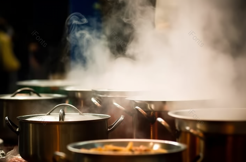 近距离煮沸的锅在冒着水雾蒸汽图像摄影,高清,摄影图,摄影图片,图片大全,摄影图免费下载